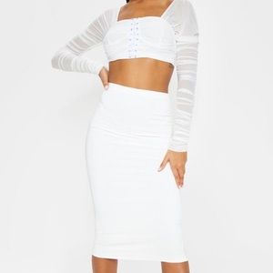 Pretty Little Thing white midi skirt